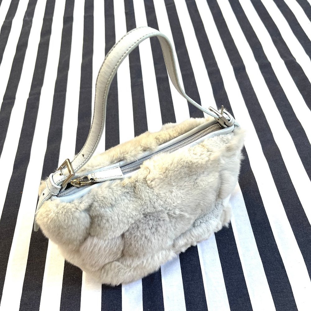Made in Italy Genuine Blue Mink Fur Bag by Paola by PDL